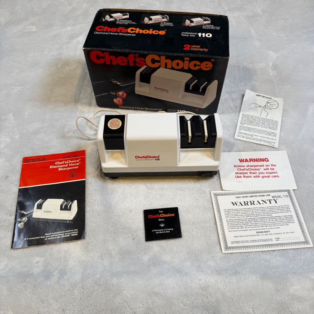 ChefsChoice 110 Diamond Hone Electric Knife Sharpener Professional 3-Stage White